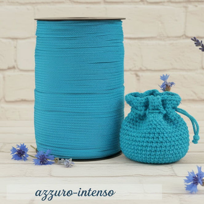 azzurro intenso pastello colori Stafil Thai cordino per borse uncinetto portamonete borsellini portacellulare zainetti sacche di corda tripolino cordoncino estivo sintetico 3 mm