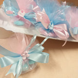 vetrina babyshower nascita o battesimo rosa celeste azzurro baby bebè sacchettini femminuccia maschietto bimbo bimba confezionati confetti bigliettino applicazione bavaglino carrozzina