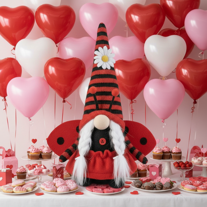 fai da te confezione regalo San Valentino bambola di pupazzi gnomi pannolenci uncinetto confezionamento stile coccinella