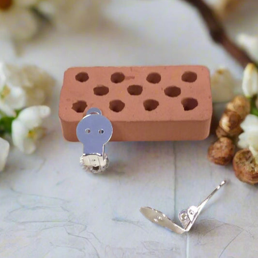 coppia paio ohrclips 10 mm Stafil marianne hobby colore metallo argento fai da te bigiotteria minuteria basi clips orecchini chiusura con ganci graffe portacastone metallo bottone a 2 fori per perle perline pietre