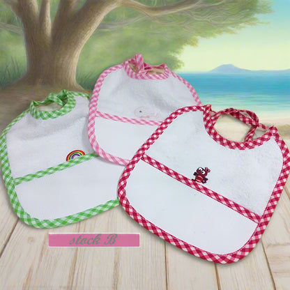 stock verde rosa rosso offerta vendita online bavaglini bambini neonati  bebè baby maschietto economici cotone spugna disegni bavette tela aida ricamo e punto croce da ricamare