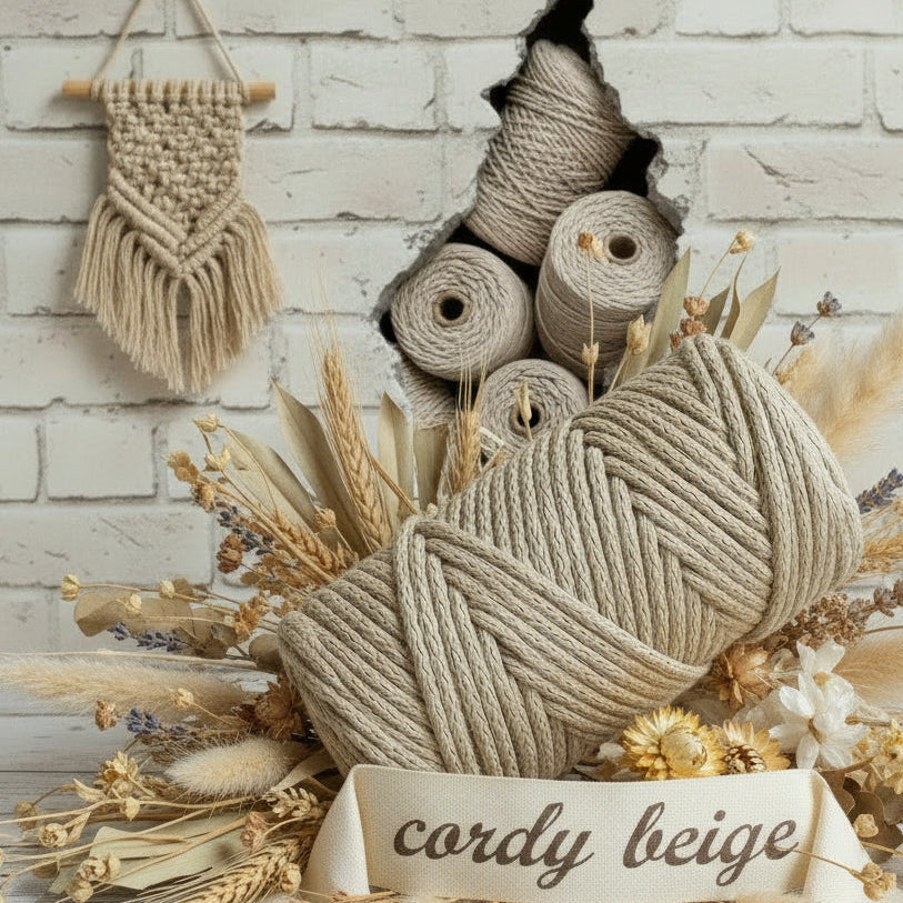 108075 beige corda cordino macramè 4 mm filato stafil cordy cotone intrecciato cordoncino per tende borse nodi marinari spago uso lavorazione a mano uncinetto creazioni portapiante decorazioni muro arazzi scacciapensieri giostrine cuscini tappeti coperte cestini