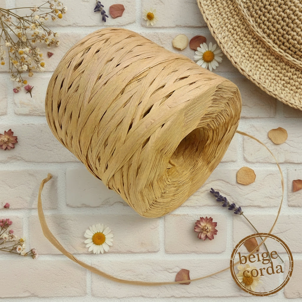 filato prodotto vegetale rafia per borse cappelli uncinetto 100% naturale di carta di cellulosa colore beige corda