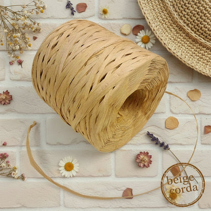 filato prodotto vegetale rafia per borse cappelli uncinetto 100% naturale di carta di cellulosa colore beige corda