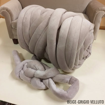 beige-grigio velluto 1/2 kg fettuccia ripiena marshmallow filato borse gigante grosso spesso imbottito chunky bags tubolare intrecciare a mano senza uncinetto pochette shopper