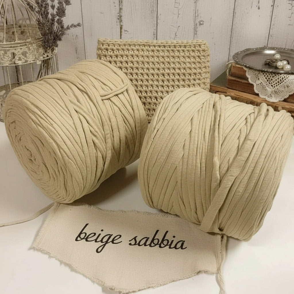 sabbia beige rotolo fettuccia uncinetto borse elastica cotone uso pochette clutch bags cestini culle neonati pelosetti abbigliamento inverno scaldacollo collane
