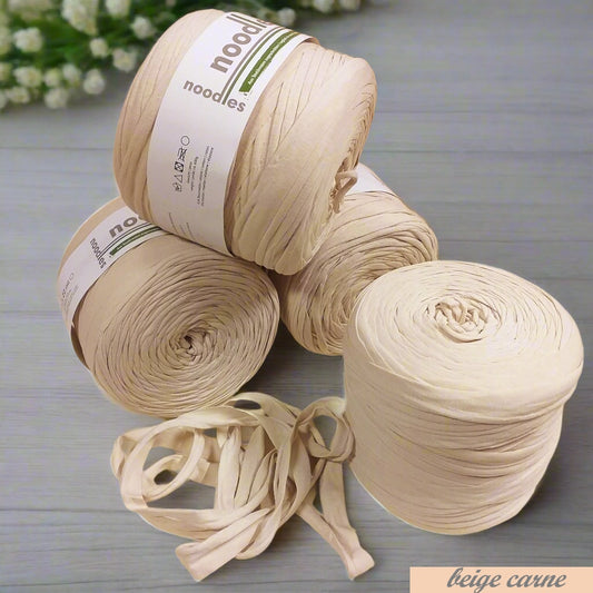 beige carne fettuccia cotone elastico stafil Noodles per borse uncinetto  pochette clutch bags abbigliamento moda sportina borsina cestini bimbi pelosetti cucce culle