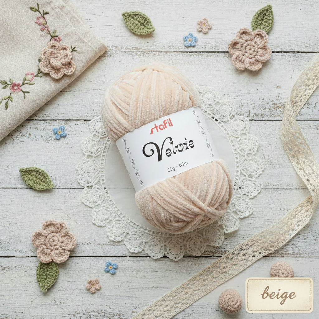 beige chiaro ciniglia velvie stafil filo di lana sottile per crochet uncinetto knitting lavori a maglia filato vellutino velvet per amigurumi pupazzi peluche bambole