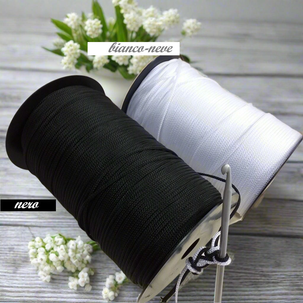 bianco neve e nero tripolino cordino thai cordoncino borse uncinetto ferri maglia stafil uso pochette clutch bags cerimonia sera ciabatte corda cappelli bijoux