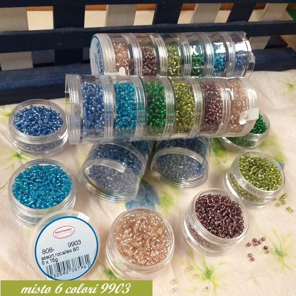 rocailles perline grandi 3 mm 8.0 per gioielli bijoux di bigiotteria e ricamo borse misto 6 colori