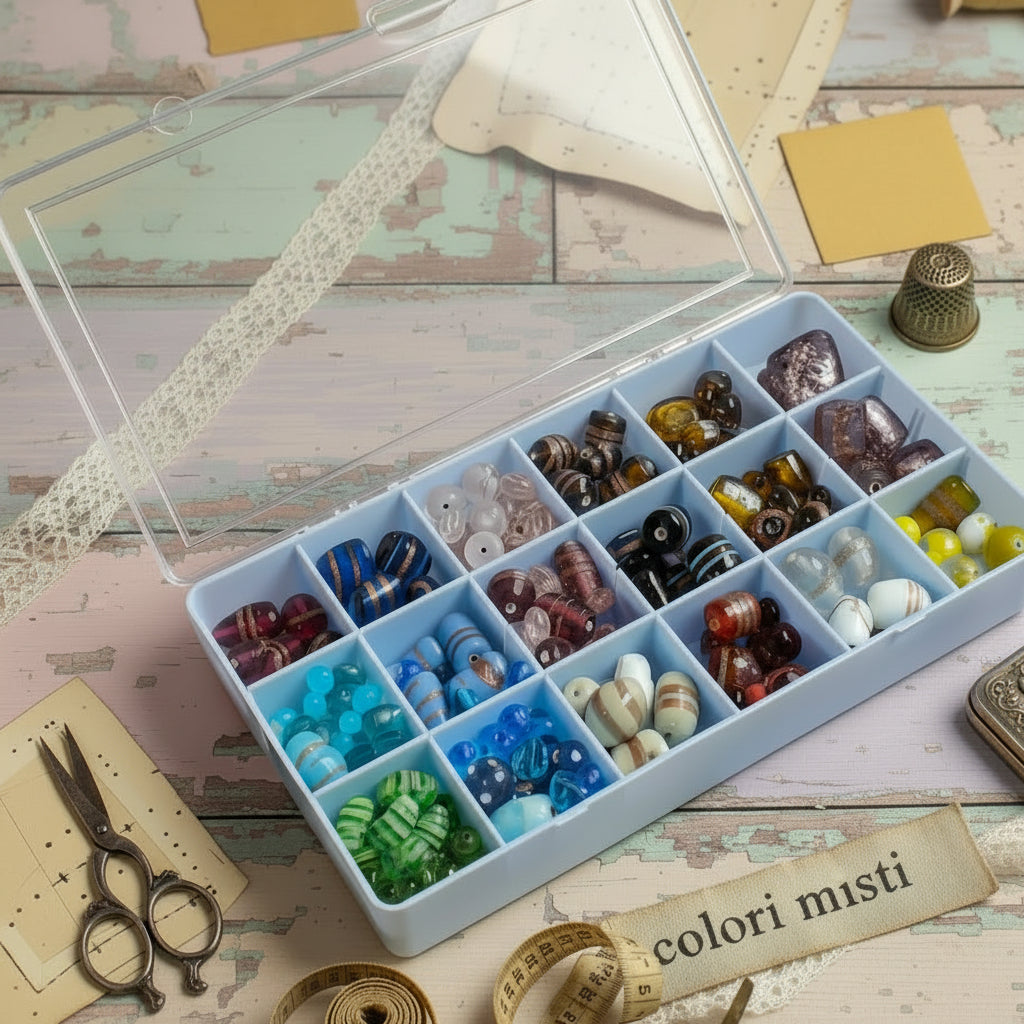 organizer cofanetto colori misti kit perle di vetro per collane bracciali grandi piccole perline per bigiotteria fai da te bijoux gioielli materiali colorati