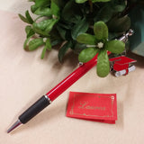 penna biro rosso nero bomboniera laurea utile smaltata da confezionare fai da te tocco ciondolo cappello di metallo