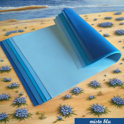 gomma crepla seta carta eva fommy sottile 0.7 mm modellabile uso fai da te fiori bomboniere composizioni pasquali colori assortiti blu