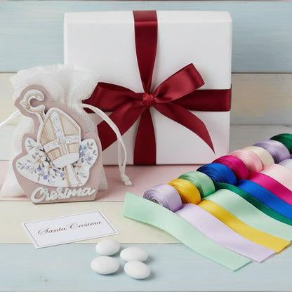 bordeaux e piantina portaconfetti sacra simboli Mitria Pastorale vescovile scritta  Cresima legno icona religiosa per bambino ragazzo bimbo bambina ragazza bimba da confezionare con sacchettino  bigliettino nastri kit fai da te