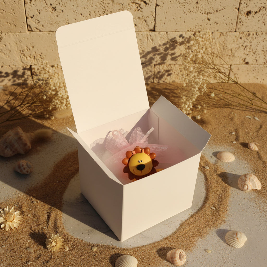 come si apre portaconfetti leoncino scatolina da confezionare con sacchetto tulle confetti scatola nastro coccarda rosa bimba femminuccia bomboniera nascita battesimo baby bebè babyshower