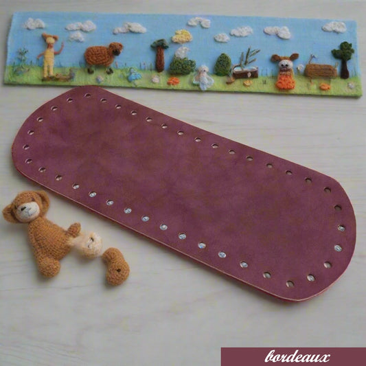 colore bordeaux fondo base fond de poche ecopelle similpelle cuoio rigenerato 8 x 21 cm ovale forato tecnica granny mattonelle crochet per borsa pochette uncinetto lycra pizza clutch bag a rete