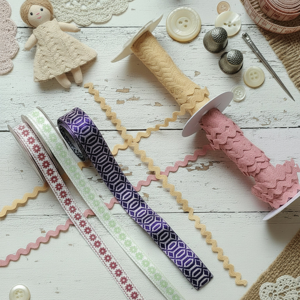 negozio nastro bordura copripunto agramano bordo cucito creativo uso fai da te bambole di stoffa pezza colori passamaneria natalizia rose fiori pizzo pasquale packaging confezionamento regali Natale