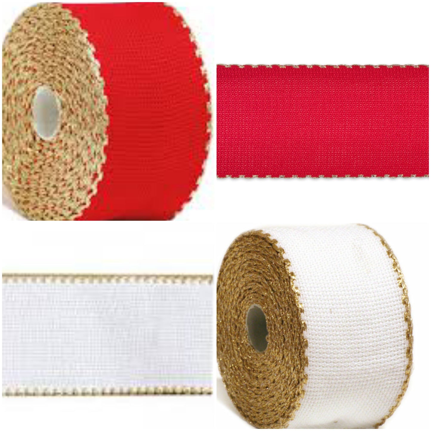 nastro da bordo, fascia bordura di tela aida bianco rosso bordino oro dorato Natale per ricamo cifre iniziali auguri scritte e ricamare biancheria della casa