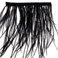 colore nero nastro con frange piume di struzzo naturale bordura passamaneria da applicare vestitini abitini cappelli borse ghirlande nascita