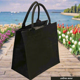 nera colorata estiva spiaggia mare piscina juta borsa quadrata 30 x 30 cm manici tessuto yuta da decorare rivestire uncinetto tecnica applicazioni personalizzare dipingere colorare ricamare fiori tulipani conchiglie appliquè pizzo nappine pompons