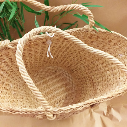 fondo e interno sporta da mare spiaggia piscina chiusura bottone di legno borsa paglia estiva fai da te decorazioni personalizzare decorare