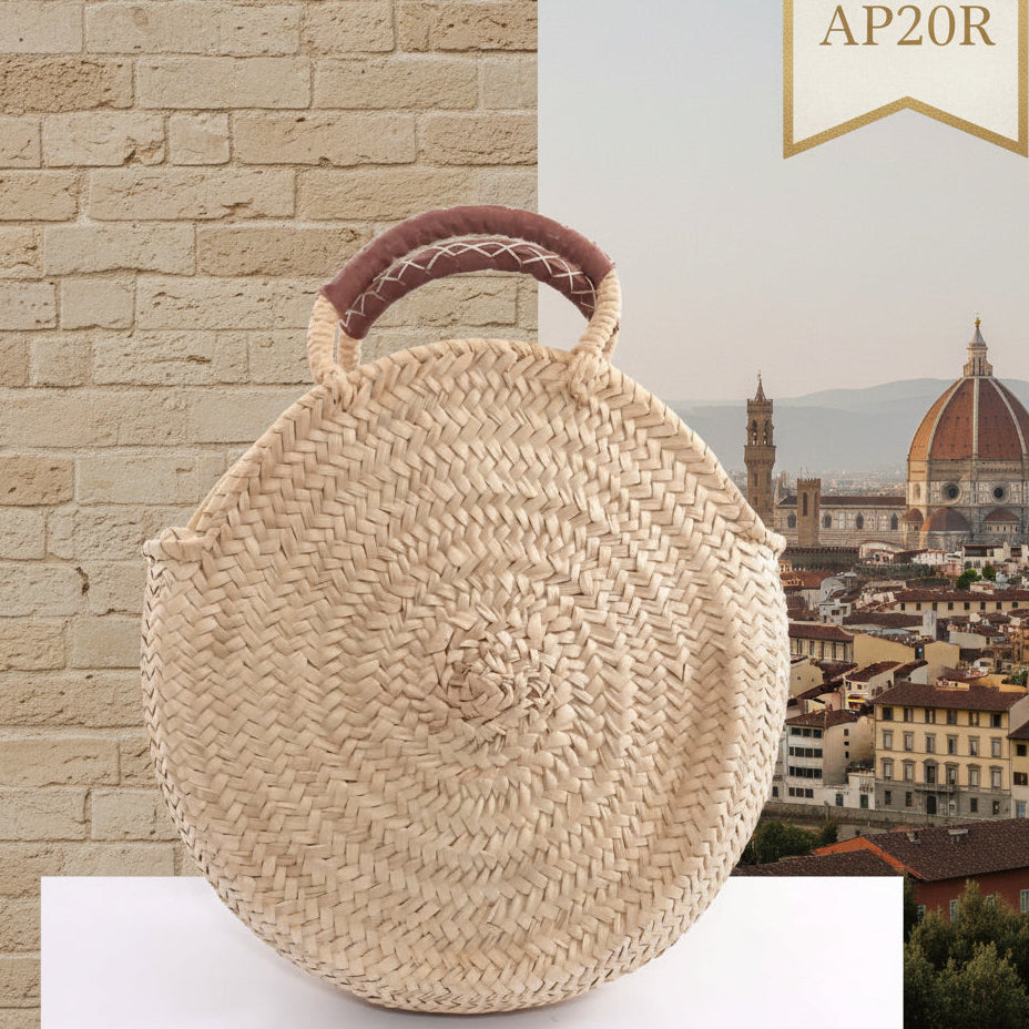 rotonda borsa per spiaggia mare estiva di paglia palma da decorare con applicazioni passamaneria rivestire tessuto uncinetto rafia fiori crochet