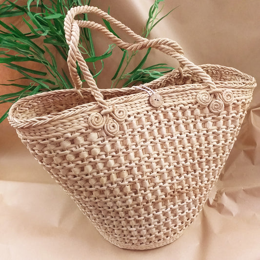 sporta grande 48 cm da mare spiaggia piscina chiusura bottone di legno borsa paglia estiva fai da te decorazioni personalizzare decorare