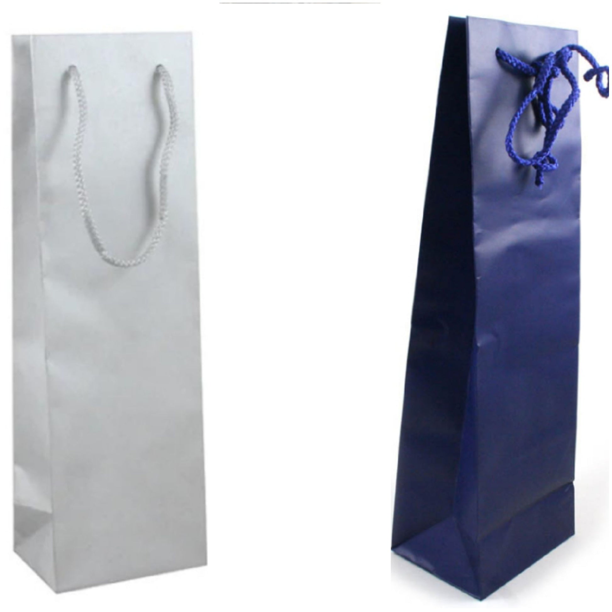 argento blu carta borse con manici corda per confezione regalo vino Natale shopper bag portabottiglie confezionamento verticale bordolese borgognotta