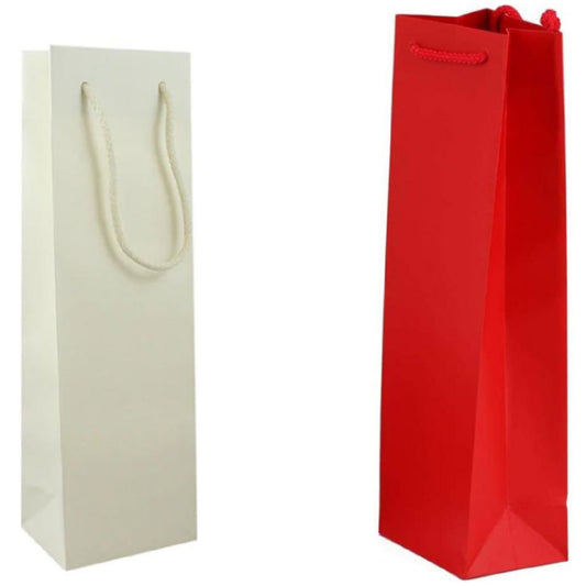 carta bianca rossa borse con manici corda per confezione regalo vino Natale shopper bag portabottiglie confezionamento verticale bordolese borgognotta