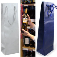 argento blu carta borse con manici corda per confezione regalo vino Natale shopper bag portabottiglie confezionamento verticale bordolese borgognotta