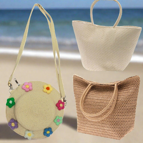 borsetta forma cappello fiori multicolori sacca da mare spiaggia estiva per estate 2024 borsa di paglia lavorazione corda rafia carta da decorare personalizzare con fiorellini uncinetto mattonelle granny