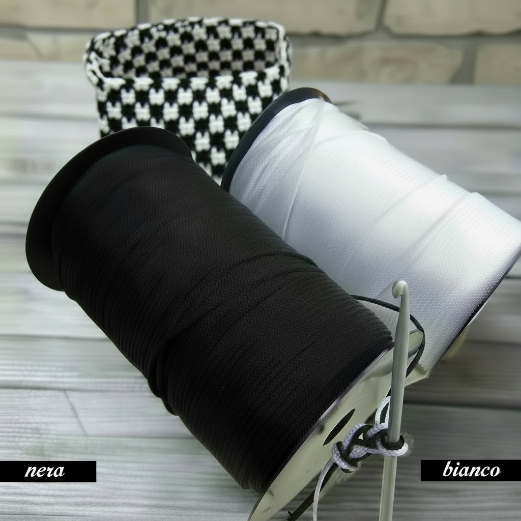 bianco neve e nero tripolino cordino thai cordoncino borse uncinetto ferri maglia stafil uso pochette clutch bags cerimonia sera ciabatte corda cappelli bijoux