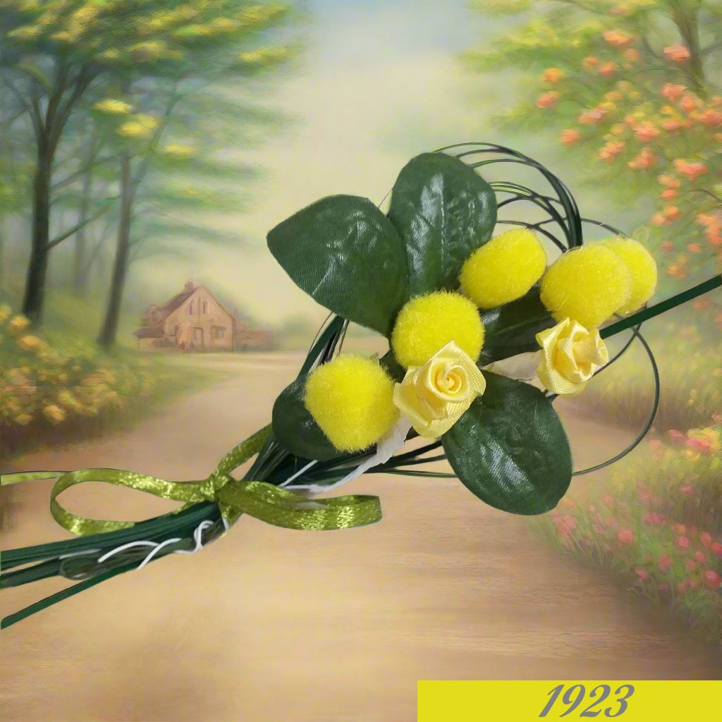 mazzolino mazzetto bouquet segnaposto chiudipacco mimosa fiori gialli foglie steli roselline gadget ricordino souvenir festa della donna 8 marzo 2025