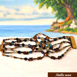 Stella nera braccialetti perline artigianali fatti a mano con perle schema intreccio cristalli sfaccettati olive rocailles