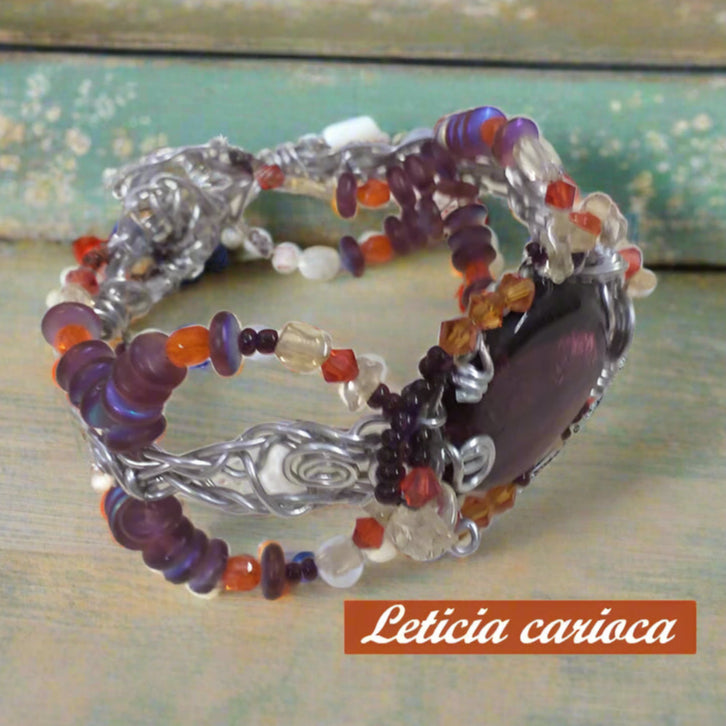 Leticia carioca  etnico fiori Swarovski braccialetto perline fatto a mano con cristalli pietruzze perle vetro schema bracciali su base di metallo chiusura rame