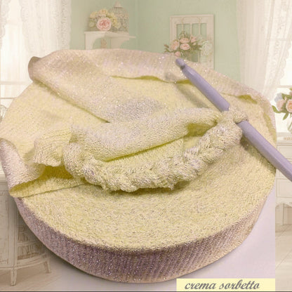 lustrini maglina crema sorbetto lurex vetrina feste lamè fettuccia lycra elasticizzata glitterata brillantini per uncinetto borse cestini pasquali confezionamento packaging regalo