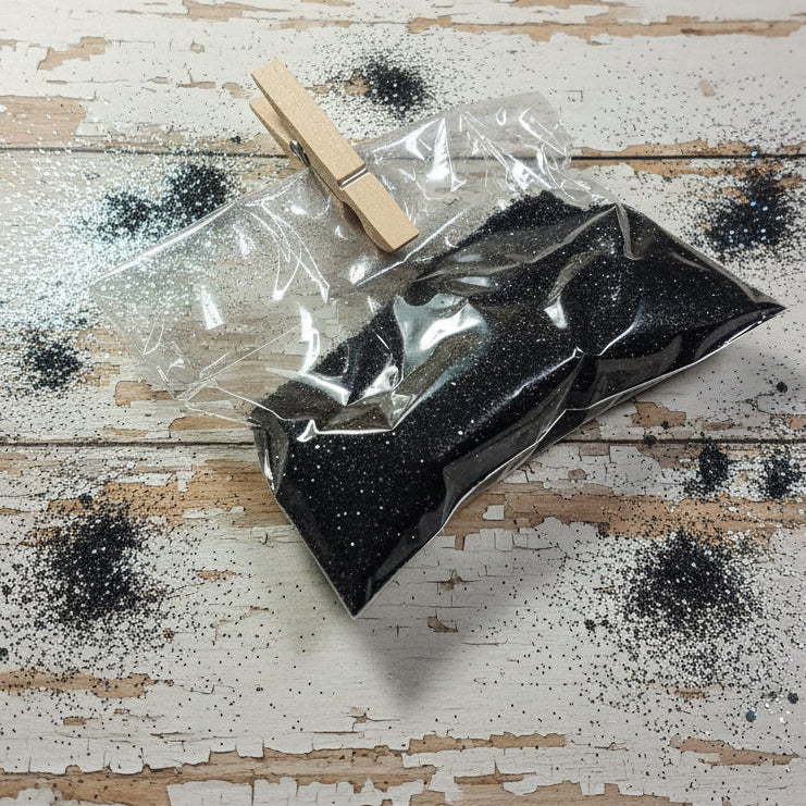 nero iridescente brillantini fini glitter decorativi decoupage uso per fai da te natale palline albero decorazioni addobbi vetrinistica hobbistica