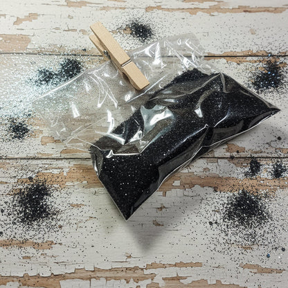 nero iridescente brillantini fini glitter decorativi decoupage uso per fai da te natale palline albero decorazioni addobbi vetrinistica hobbistica