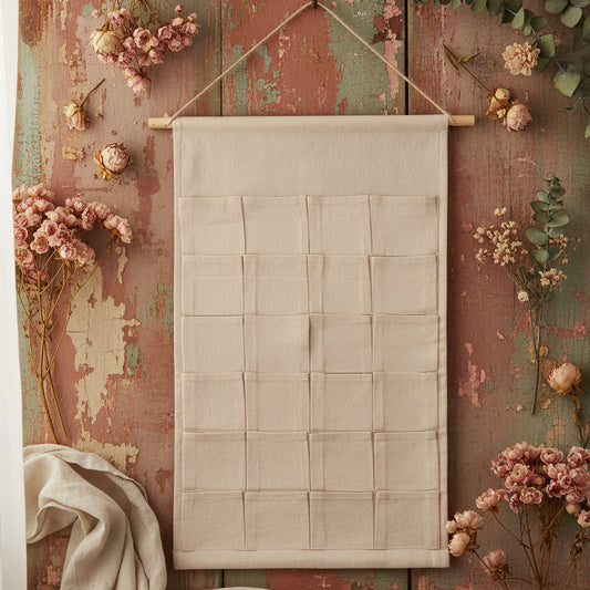 cotone grezzo rustico tela pannello da appendere per calendario avvento con 24 scomparti taschini per regalini