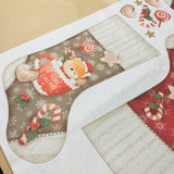 orso merry Christmas nocciola calza della befana pannello pannolenci stampato Natale biscotti bastoncini di zucchero dolcetti cuori stelle da cucire e riempire fai da te per l'epifania o regali natalizi
