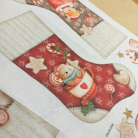 rosso omino gingerbread panpepato pan di zenzero calza della befana pannello pannolenci stampato Natale biscotti bastoncini di zucchero dolcetti cuori stelle da cucire e riempire fai da te per l'epifania o regali natalizi