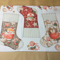 beige nocciola rosso orsi renne gingerbread calze della befana pannello pannolenci stampato Natale biscotti bastoncini di zucchero dolcetti cuori stelle da cucire e riempire fai da te per l'epifania o regali natalizi
