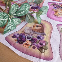 profilo di pulcini fiori violette idee creare con motivi campanelle pannolenci stampato pasquale per decorazioni feltro addobbi fai da te vetrinistica packaging