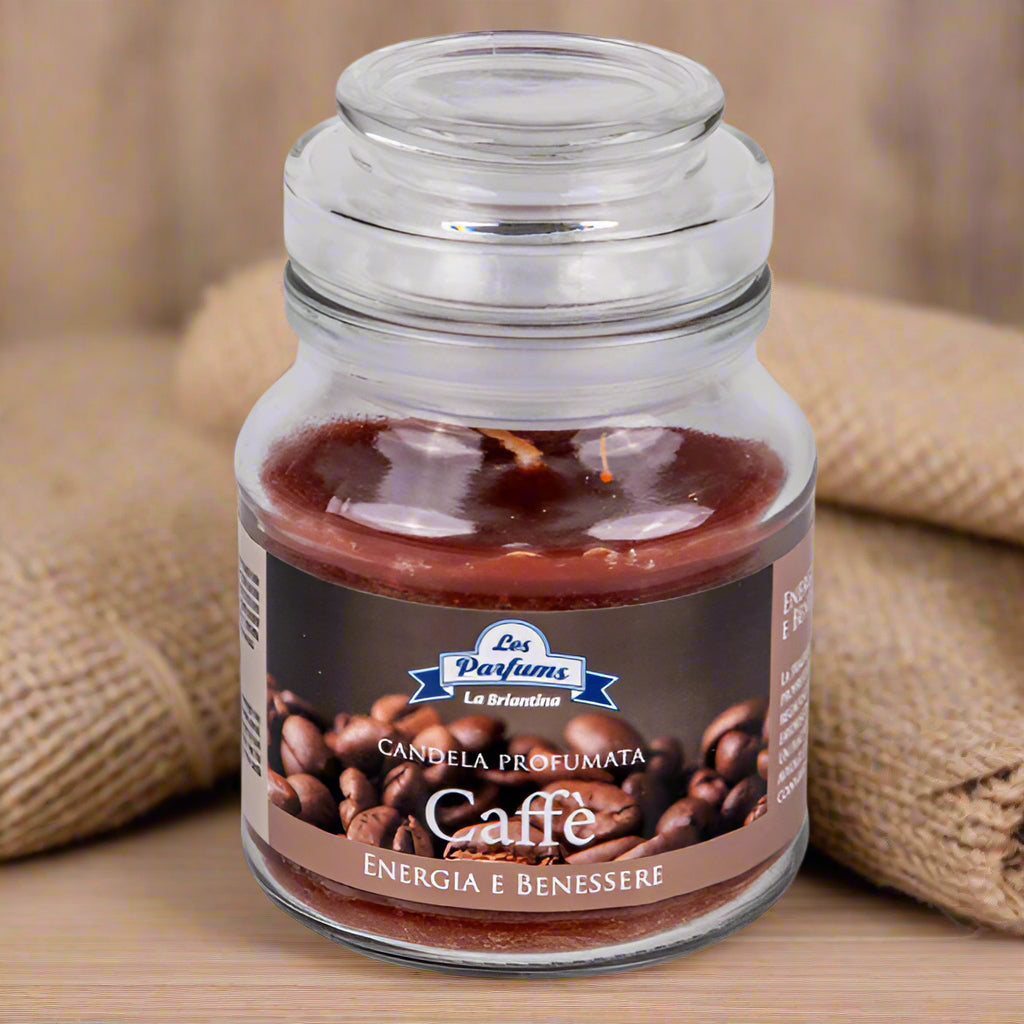 Les Parfums caffè energia benessere candela profumata La Briantina aromaterapia colori profumi giare di vetro piccole idee da regalare bomboniere matrimonio ricordini particolari originali