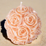 crema-pesca perlato candela sfera rose decorativa bomboniera matrimonio comunione cresima anniversario nozze 25 e 50 anni 18° compleanno laurea da confezionare