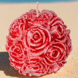 rosso perlato candela sfera rose decorativa bomboniera matrimonio comunione cresima anniversario nozze 25 e 50 anni 18° compleanno laurea da confezionare