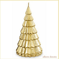 abete pino dorato albero idee regalo natale candele particolari decorate ceri artigianali originali da regalare o vetrinistica