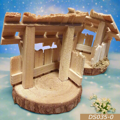negozio capanna in legno vuota per Presepe piccolo di mini statuine Natività modello stalla arredo Presepi accessori Natale statuette 4-5 cm
