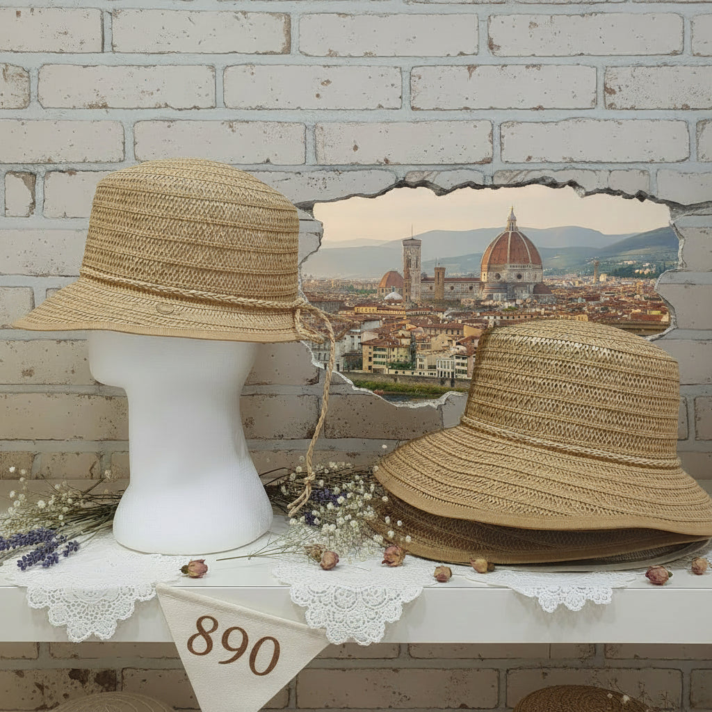 Firenze-style tesa alta economico cappello donna baseball paglia rafia estivo per mare spiaggia da decorare personalizzare scritte nomi tricotin con tubolare e pompon fiori uncinetto intreccio macramè