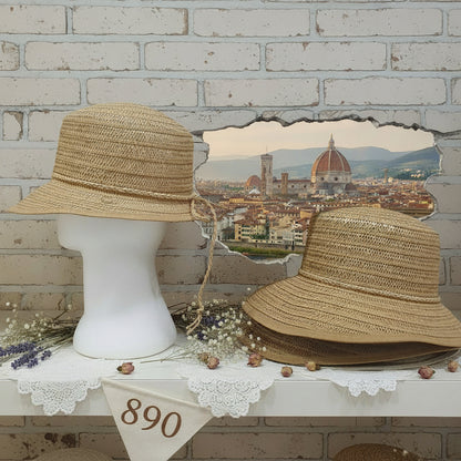 Firenze-style tesa alta economico cappello donna baseball paglia rafia estivo per mare spiaggia da decorare personalizzare scritte nomi tricotin con tubolare e pompon fiori uncinetto intreccio macramè
